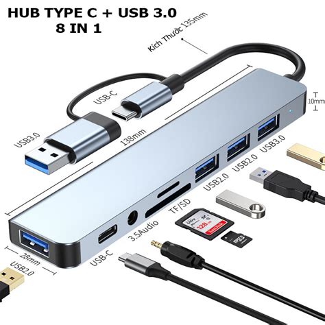 HUB Type C USB 3 0 Bộ chia cổng Type C USB chuyển đổi 4in1 5in1 HUB