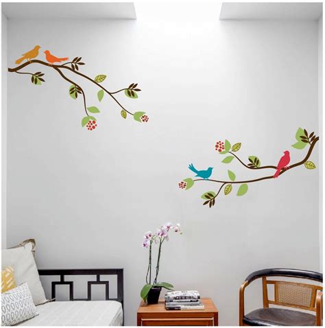 2 Large Tree Branches With Birds Wall Decal Deco Art Sticker Etsy