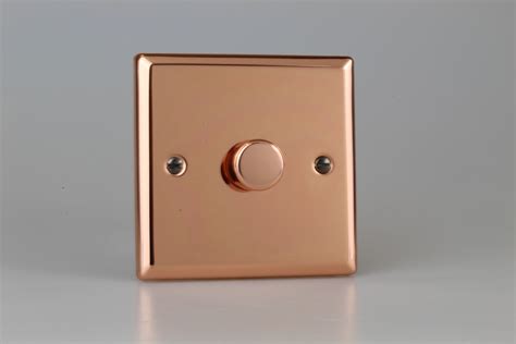 Varilight Urban Polished Copper 1 Gang 2 Way Push On Off Rotary LED