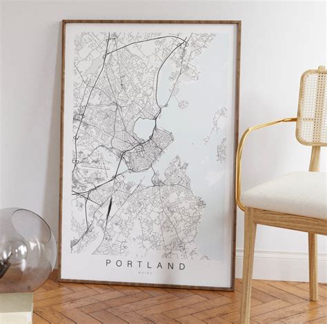 Portland Maine Map Print Map of Portland Maine Wall Art - Etsy