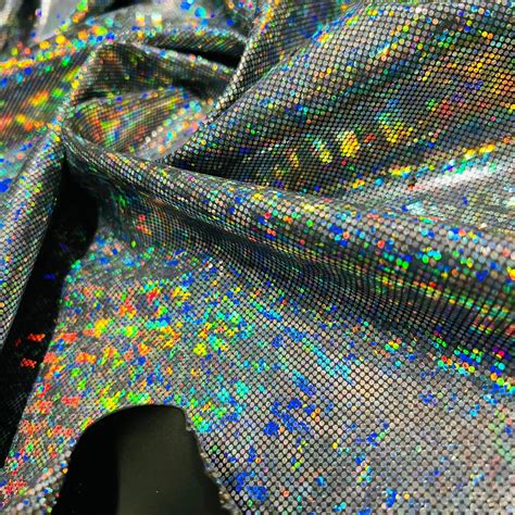 Vibrant Silver Gray Hologram Broken Glass Metallic Foil Nylon Lycra