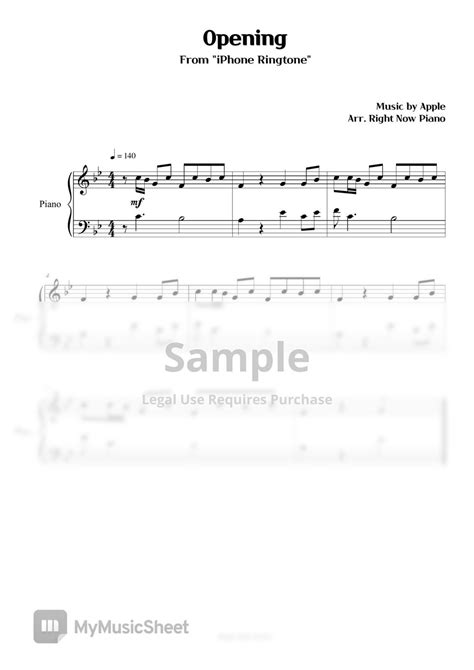 Iphone Iphone Ringtone Opening Sheet By Right Now Piano