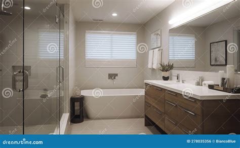 Interior Deisgn Of Bathroom In Contemporary Style With Freestanding Tub