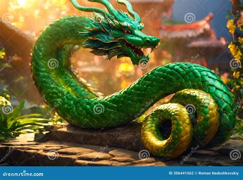 serpentine dragon dragon headed snake coiling  china town stock