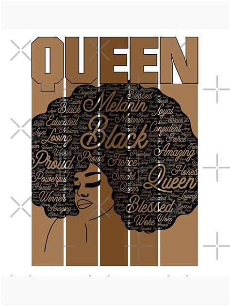 Black Queen Afro With Words Melanin Poster By Blackartmatters Redbubble