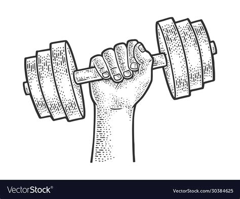 Dumbbell In Hand Sketch Royalty Free Vector Image