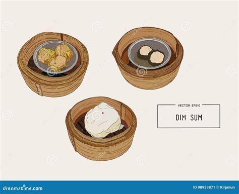 Dim Sum Colorful Illustration Vector Illustration Of Chinese Cu Stock