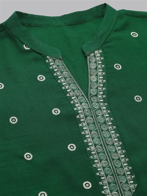 Buy Kalini Women Green Ethnic Motifs Embroidered Thread Work Kurta