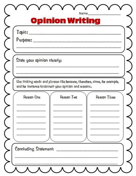 Opinion Writing Graphic Organizer Pdf