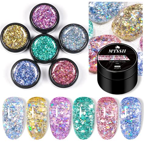 Mtssii Ml Macaron Sequins Gel Nail Polish Glitter Irregular Shaped