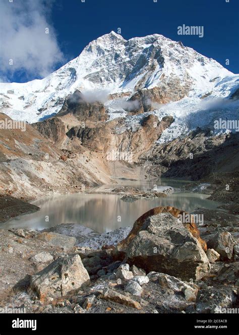 Mount Makalu And Glacial Lake Near Mt Makalu Base Camp Barun Valley