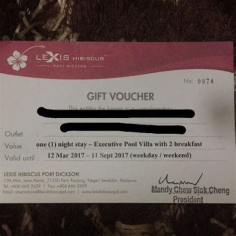 Grand Lexis Hibiscus Port Dickson Gift Voucher Tickets Vouchers