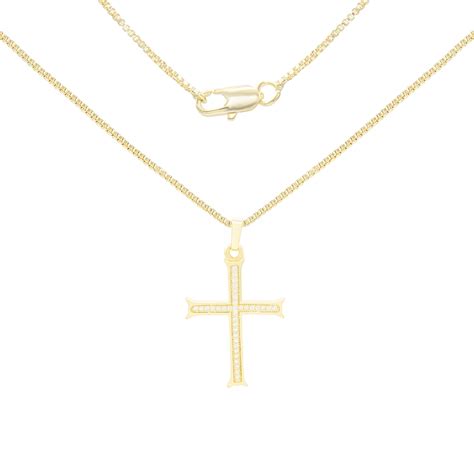 Beberlini Cross Pendant 14k Gold Filled 24 Necklace Set Box Chain 12