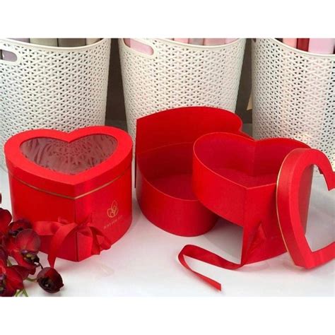 Unikpackaging 2 Tier Heart Shaped Flowert Box Size 9″x 8″x 65