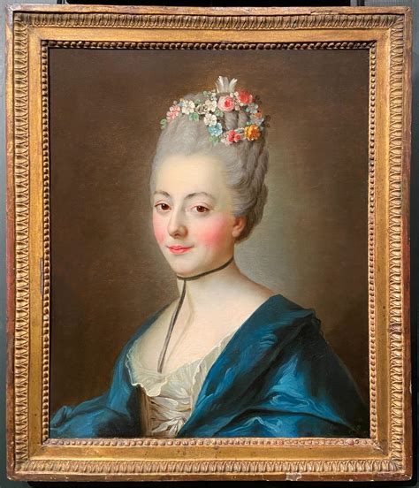 Portrait Of A Lady With Her Hair Adorned With Flowers 18th Century