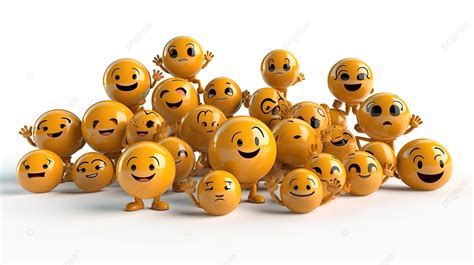 Koleksi Rendering 3d Karakter Emotikon Emoji Mengungkapkan Rasa Terima Kasih Wajah Tersenyum