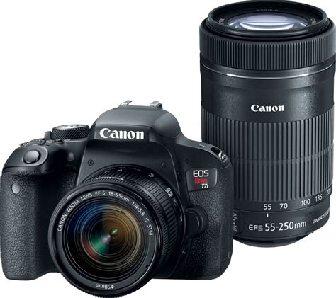 Customer Reviews Canon Eos Rebel T7i Dslr Two Lens Kit With 18 55mm And 55 250mm Lenses Black