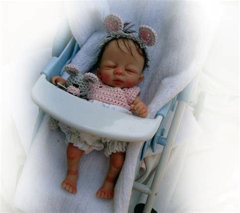 OOAK Polymer Clay Original Sculpted Collector Doll SLEEPY BABY MOUSE