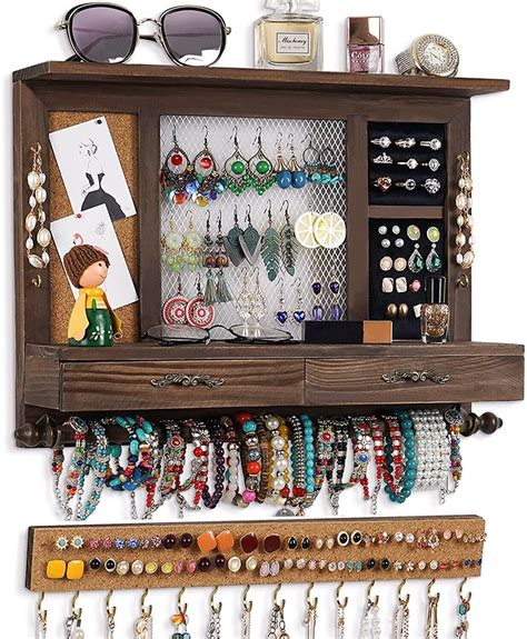 Dhmkfly Jewelry Organizer Wall Mounted Hanging Jewelry Holder Mesh