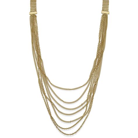 Guess Necklace Goldtone Multirow Chain Necklace in Gold | Lyst