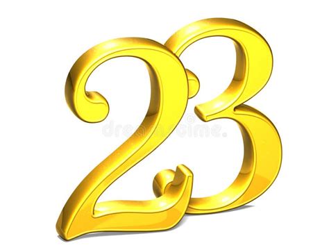 3D Gold Number Twenty Three On White Background Stock Illustration