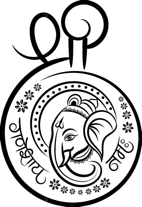 Caligrafia Hindi De Shree Ganeshaya Namah O Logotipo Do Contorno Do