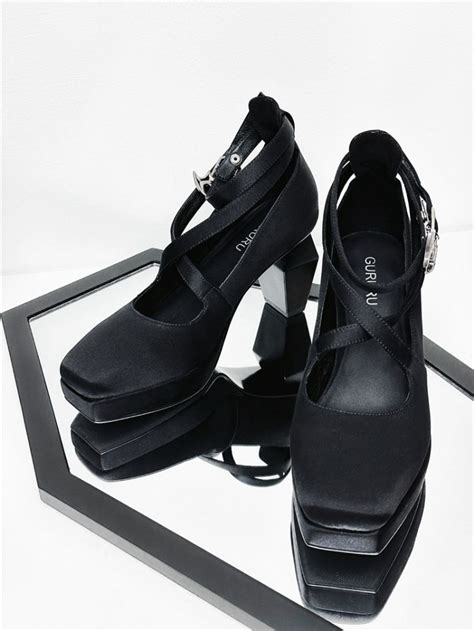 Cross Coffin Heel Gothic Black High Heel Nun Style Shoes