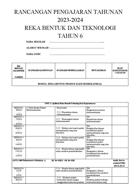 Rpt Rbt Tahun 6 2023 2024 Pdf