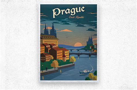 Prague Czech Republic Travel Poster Vintage Poster