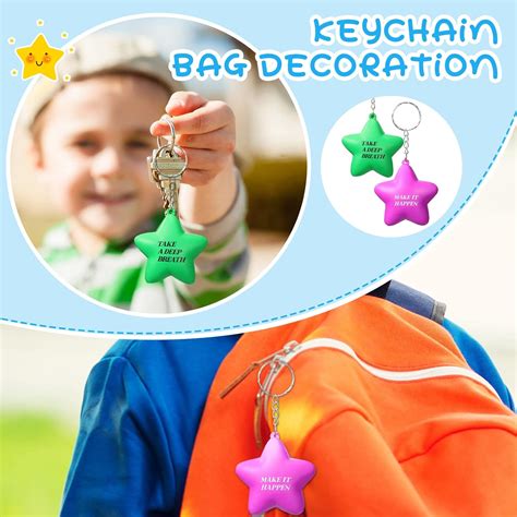 20 Pieces Motivational Stress Ball Star Shape Keychain Stress Relief