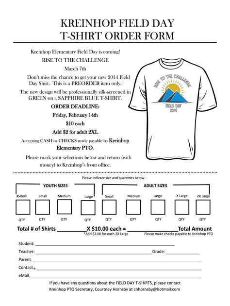 Tshirt Order Form Fill Online Printable Fillable Blank Pdffiller