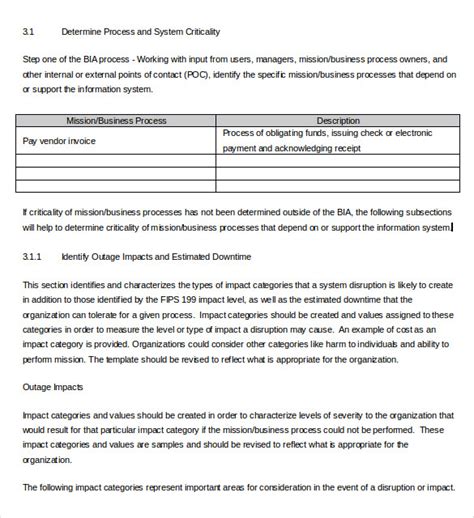 Business Impact Analysis Template 12 Word Pdf Format Download