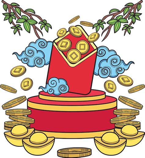 Premium Vector Hand Drawn Chinese Red Envelopes And Money Illustration