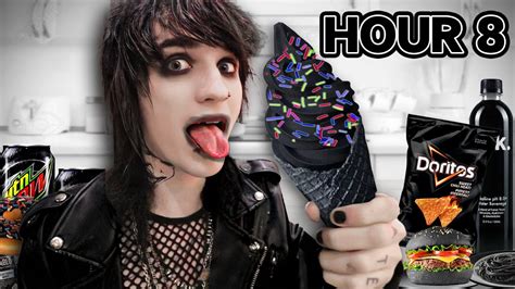 Emo Only Eats BLACK FOODS For 24 HOURS YouTube