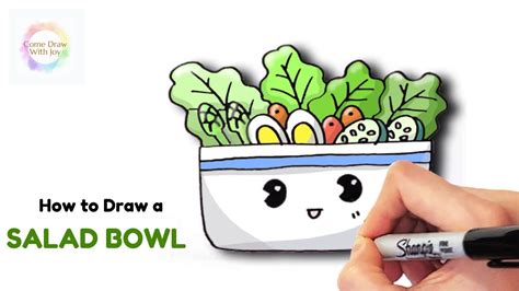 How To Draw A Bowl Of Salad Step By Step Cute Salad Youtube