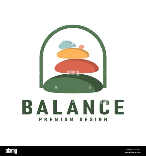 Vector Logo Balance Stone Colorful Vintage Illustration Design Vector