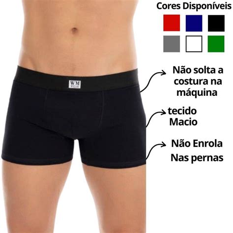 Cueca Box Boxer Lisa Masculina Adulto Algod O Confort Vel Que N O