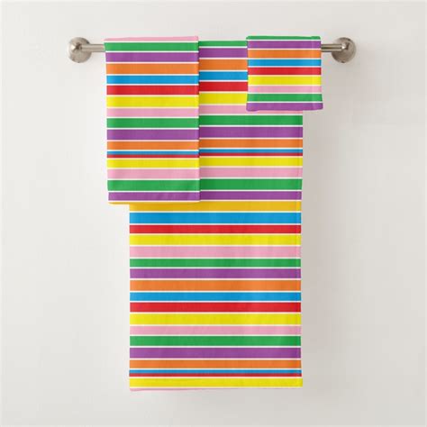 Colorful Rainbow Stripes Bath Towel Set Zazzle