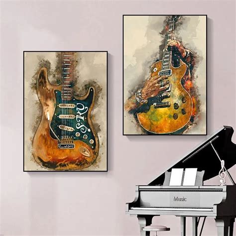 Touteladeco Toile Musique Guitare Electrique Décoration Murale