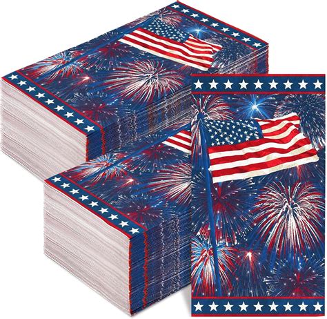 Amazon AnyDesign 100 Sheets Patriotic Guest Napkins USA Flag