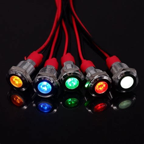 12 24V Zöld 1db 10mm Jelző lámpa LED Fém Jelzőlámpa 3V 5V 6V 12V 24V