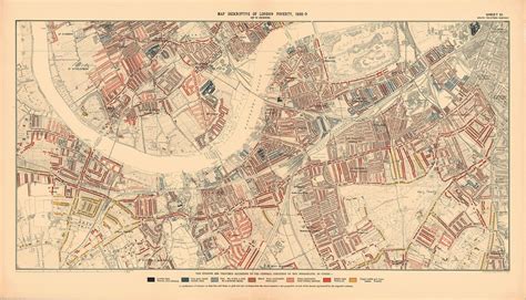 Printed Map Descriptive Of London Poverty 1898 1899 Sheet 10 South