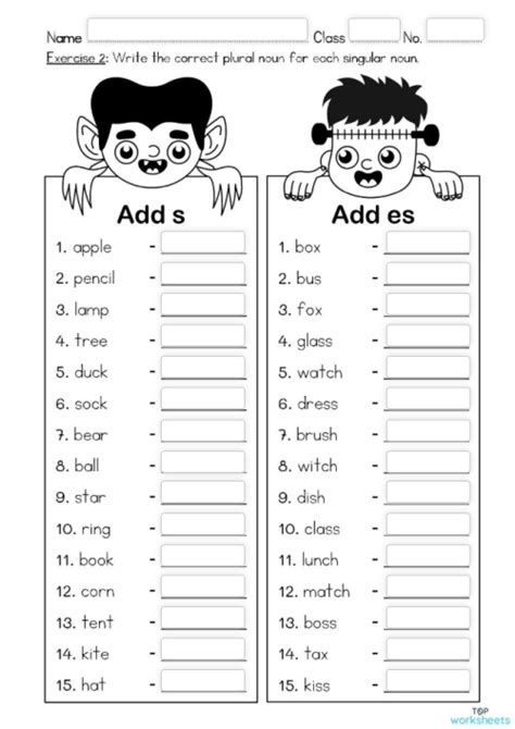 Singular And Plural Noun 2 Interactive Worksheet Topworksheets