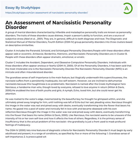 An Assessment Of Narcissistic Personality Disorder Essay Example