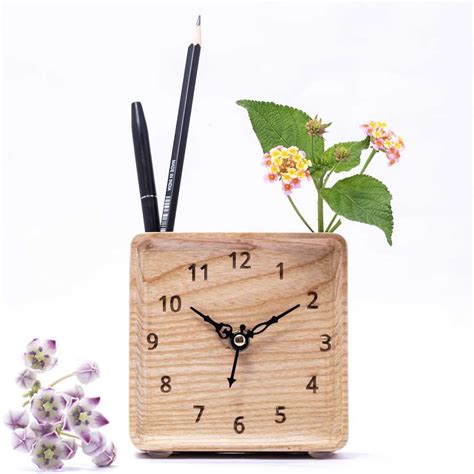 square wooden table clock craftick