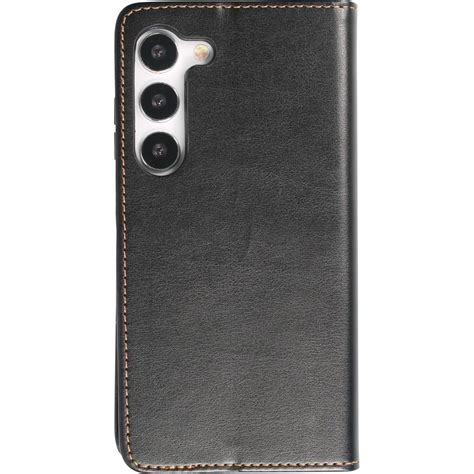 Fourre Samsung Galaxy S23 Flip Shierre Shann cuir véritable Noir