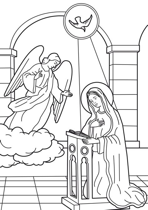 Angel Gabriel Spoke To Mary And Joseph Coloring Page / Gabriel Appears To Mary Pages Coloring ...