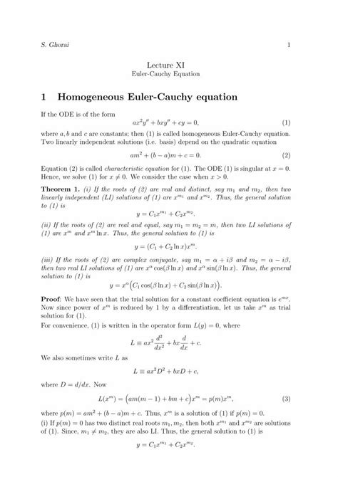 PDF 1 Homogeneous Euler Cauchy Equation DOKUMEN TIPS