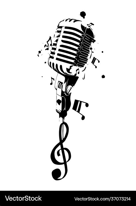 Vintage Microphone Silhouette Vector