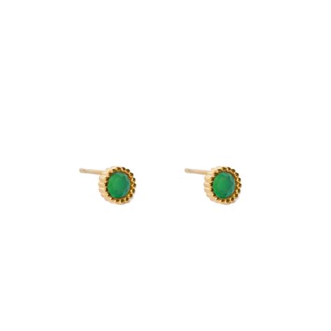 Boucles d oreilles LETO EMMA CHLOÉ en Acier Jaune et Onyx Vert Aelys